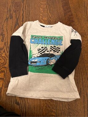 ISH Boys Long Sleeve 'Fast Wheels Challenge' Tee - Black, Gray, Blue, Green